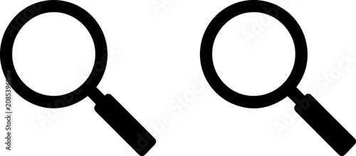 Photos magnifying glass on white background