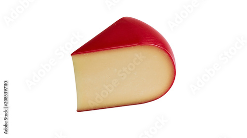 Fotografía Wedge of Gouda cheese with red wax coating