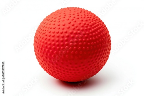 Bright Red Textured Kickball on White Background