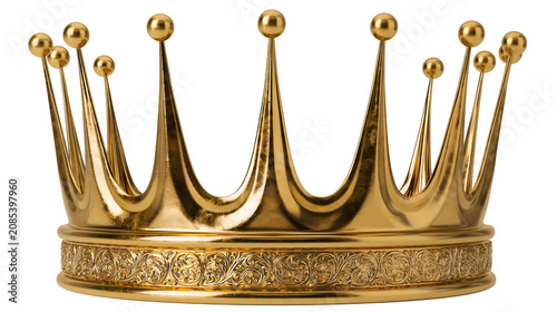 Photos Ornate golden crown with decorative band and pointed spikes topped with spheres