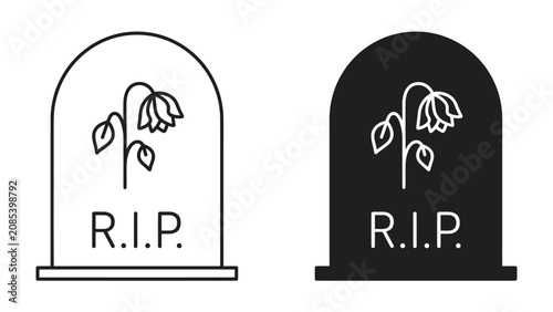 Obraz na plátně RIP gravestone with wilting flower