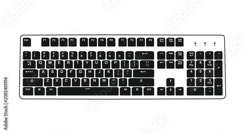 Konstfotografi Computer keyboard with keys and function buttons black silhouette typing technol