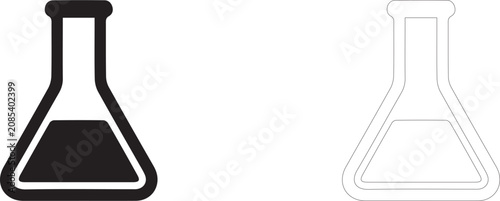 Tableau sur toile Conical flask for chemical reagents, laboratory analysis and science symbol, vector icon filled and outline