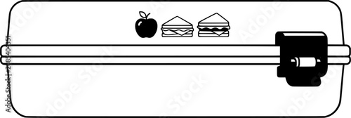 Back to school lunch box with apple sandwich