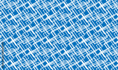 Repeating grid of interlocking white lines and squares arranged on a diagonal axis