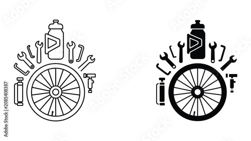 Premium Vintage bicycle service wheel rim bundle vector illustration Vector Icon Isolated on White Background