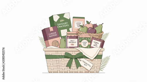 Slika na platnu Elegant gift basket filled with assorted treats and goodies.