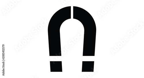Foto Horseshoe magnet depiction in black silhouette magnetic attraction polarity forc
