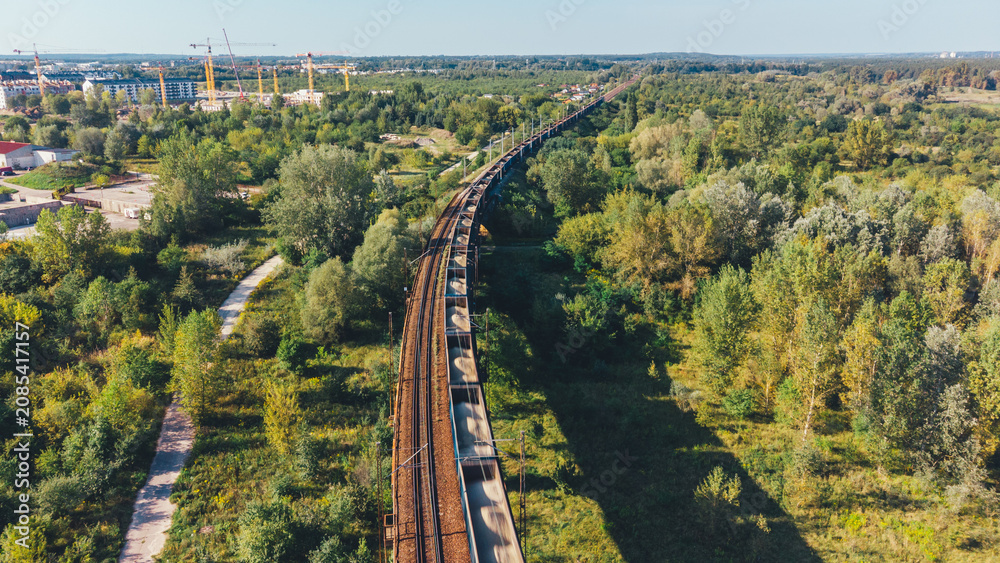 Fototapeta premium Aerial View of Naramowice Field with Overpass. Poznan, Poland