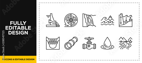Foto flat vector illustration line art icon bundle set design highlighting industrial
