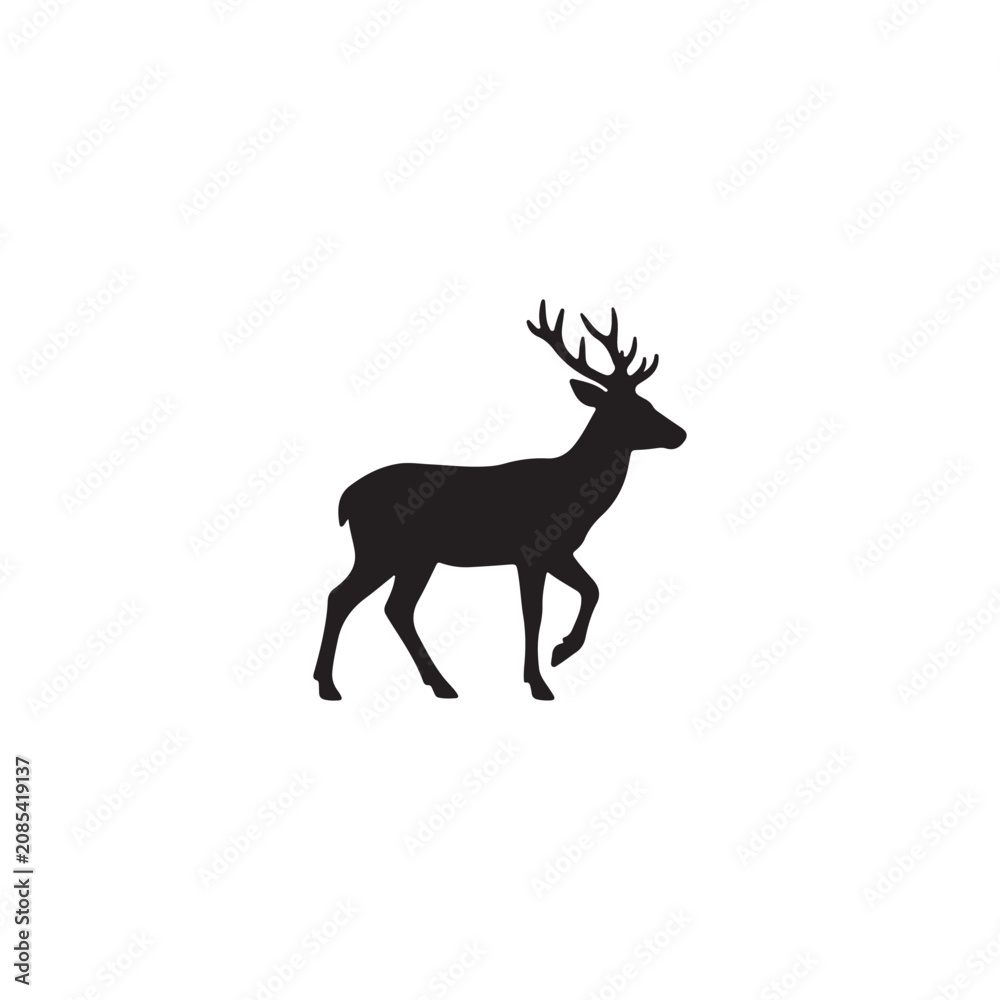 Fototapeta premium Deer Silhouette Vector Illustration Isolated on White Background