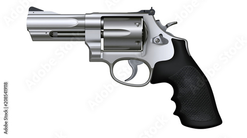 Obraz na płótnie Silver revolver handgun with black textured grip