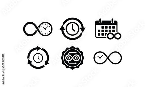 Fényképezés Time management and perpetual process icons for business flow.