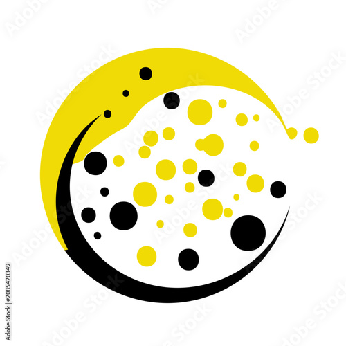 Minimalist Yellow and Black Abstract Circle Illustration