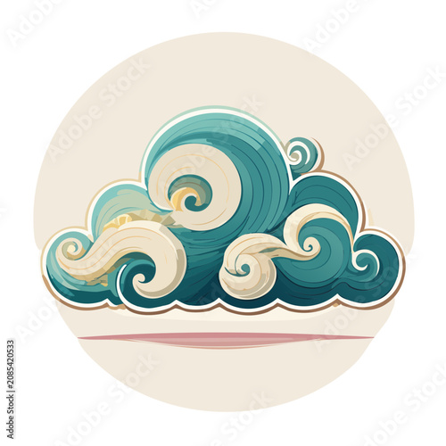 Stylized Ocean Wave Vector Illustration