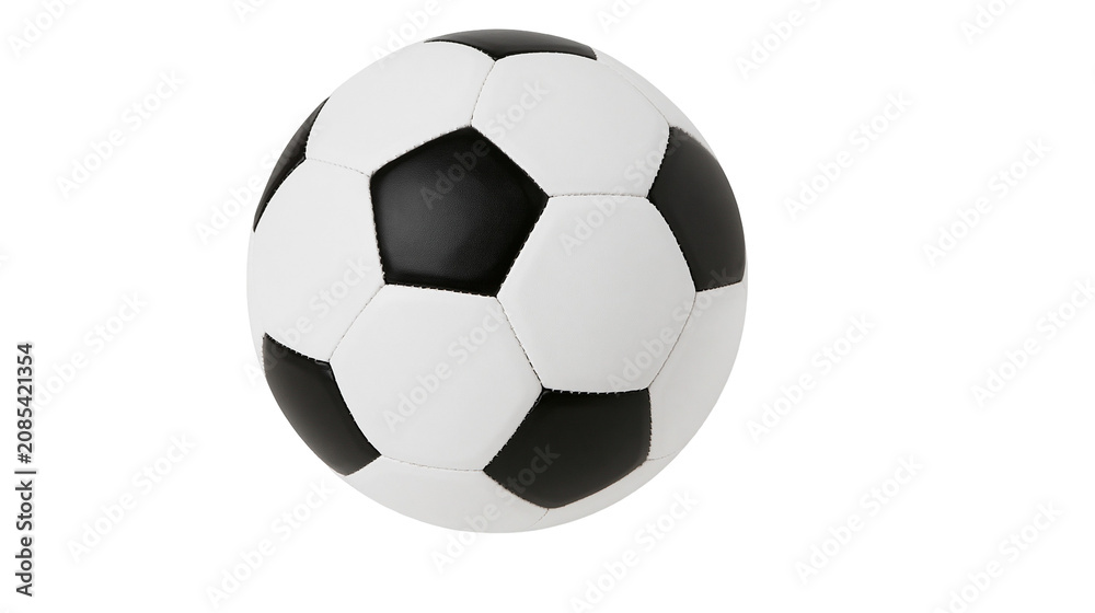 Naklejka premium Classic black and white soccer ball with pentagonal and hexagonal panels