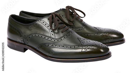 Cuadro en lienzo Dark Green Leather Wingtip Brogue Shoes with Laces