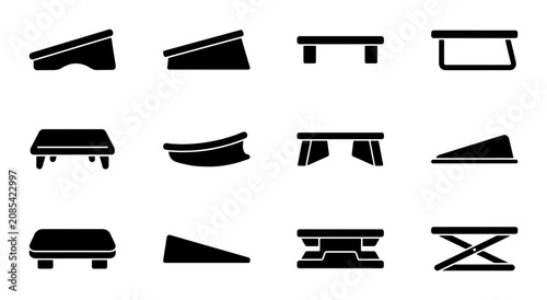 Bild auf Leinwand Fitness Step Platforms, Aerobic Risers, Workout Equipment Icons, Exercise Equipm