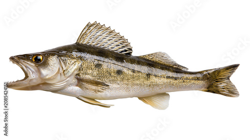 Cuadro en lienzo Walleye fish with open mouth and sharp teeth