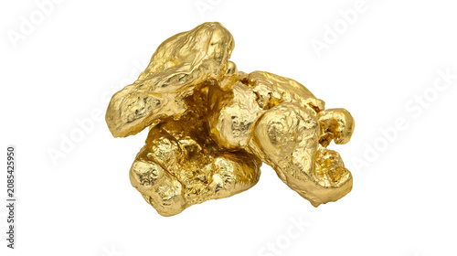 Foto Cluster of raw gold nuggets with rough texture