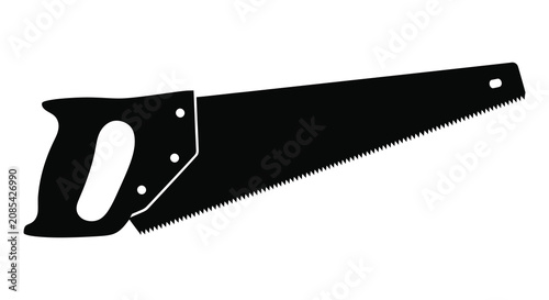 Foto Hand saw with a black silhouette against a white background silhouette