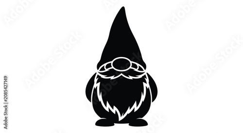 фотографія Garden gnome silhouette against a white background a dark monochrome depiction
