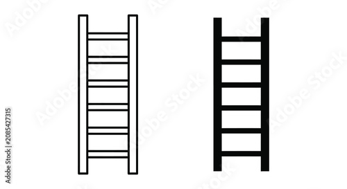 Bild auf Leinwand Two ladder silhouettes with rungs a simple black and white graphic illustration