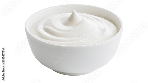 Foto White ceramic bowl filled with creamy yogurt swirl