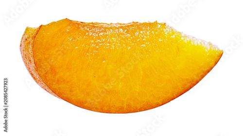 Obraz na plátně Slice of ripe yellow plum with textured skin