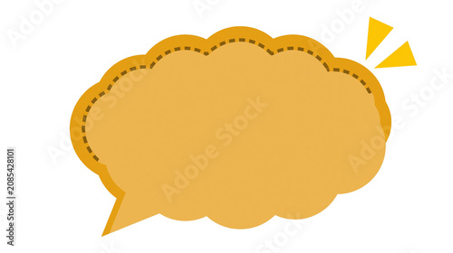 Yellow speech bubble with dashed outline and yellow triangles