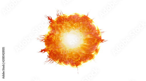 Fiery explosion with bright light and smoke