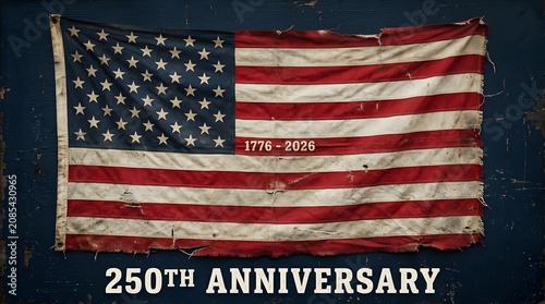 Vintage American flag 250th anniversary commemoration