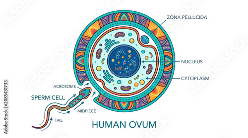 Photos Human Ovum Fertilization: Sperm Cell Approaching Egg Cell