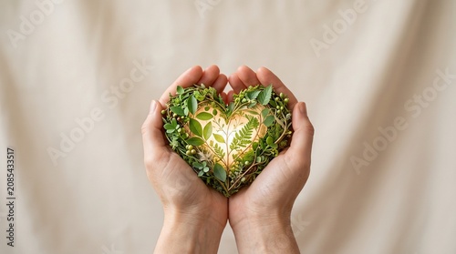 Hands nurturing a glowing botanical heart for World Heart Day awareness