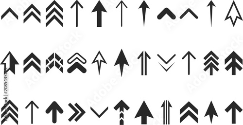 Set of various arrow icons in different directions