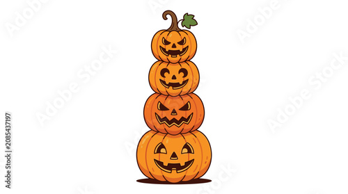 Stack of Halloween Jack o Lantern Pumpkins