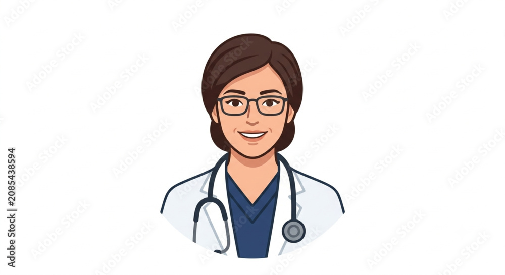 Fototapeta premium female doctor avatar vector illustration isolated on white background.