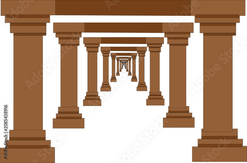 Canvas-taulu Infinite tunnel of classical architectural pillars receding into the distance wi