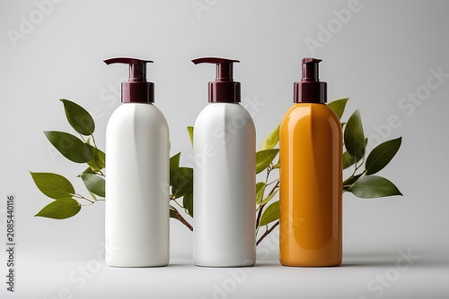Beautiful row of different colored bottles of different colors