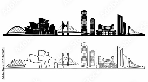 Bilbao City Skyline Silhouette Vector Illustration
