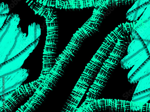 Abstract Neon Cyan Textured Pattern on Black Background