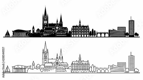 Metz City Skyline Silhouette, detailed urban landscape vector