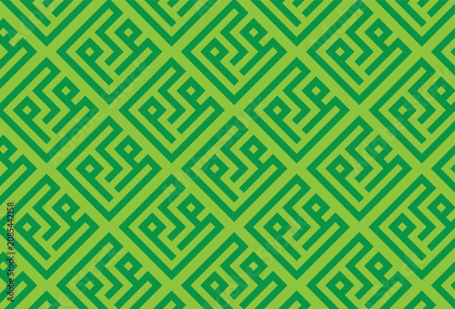 Seamless geometric pattern inspired by Muharram motifs in green. Islamic vector background with repeating decorative design for textile, wallpaper, packaging, and festive decoration.