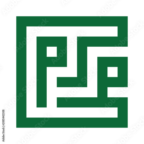 Square geometric Muharram ornament inspired by Islamic kufic style. Minimal green vector symbol for Hijri New Year, greeting cards, decorations, branding, and festive designs.