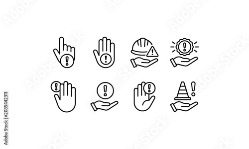 Safety warning and industrial hazard alert icon collection.