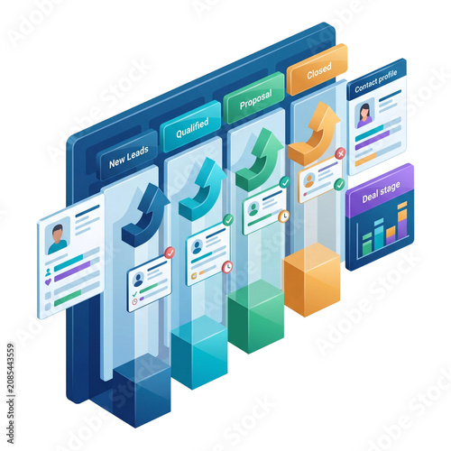 Sales Pipeline Workflow and Customer Relationship Management CRM Concept
