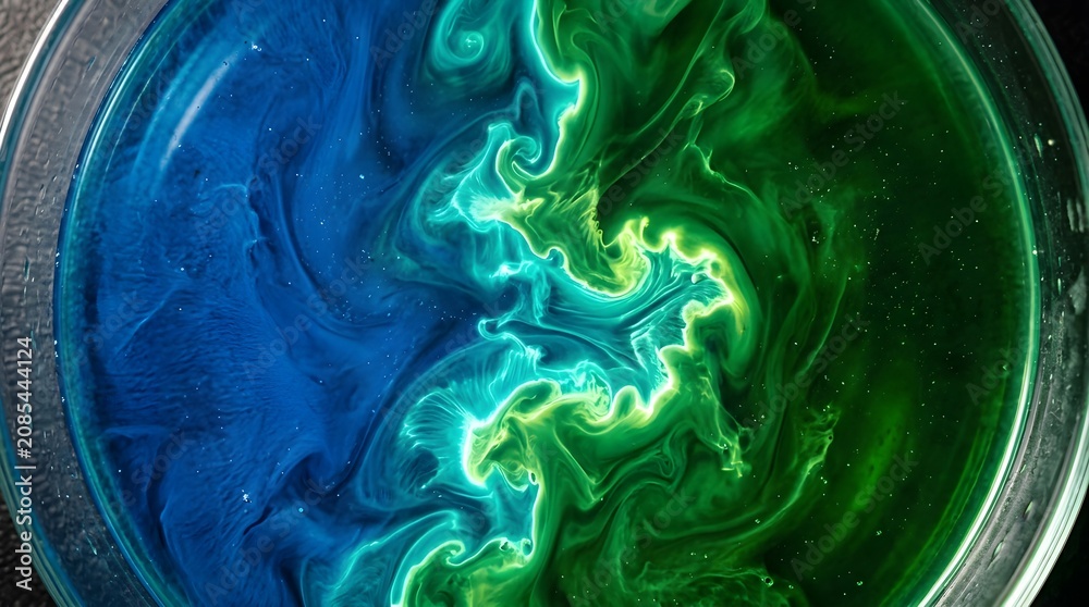 Obraz premium Blue copper sulfate green nickel illustrating natural eco friendly growth abstract background