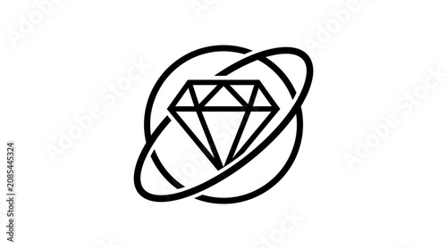 Tableau sur toile Diamond in a circular line drawing.