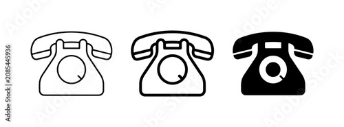 Cuadro en lienzo Retro Rotary Phone Icons, Vintage Telephone Symbols, Classic Communication Vecto