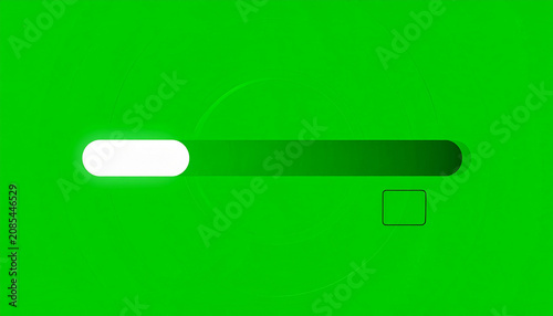 Futuristic Green Interface Loading Bar with Glowing White Indicator and Subtle Circular Background Elements